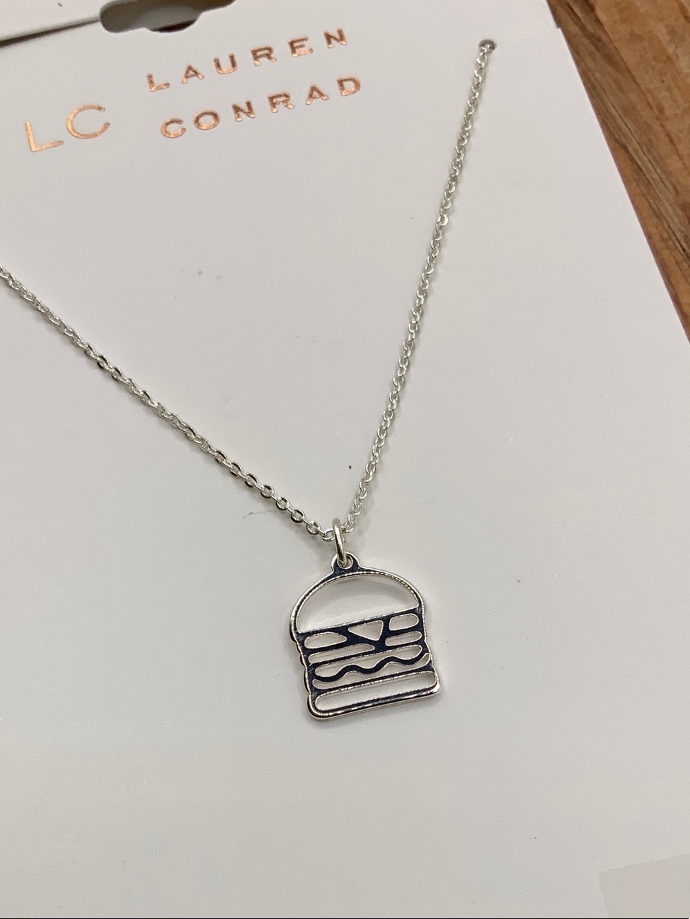 LC Lauren Conrad Silver Tone Burger Pendant Necklace